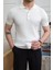 Erkek Polo Yaka Pamuk Saç Örgülü Slim Fit Kısa Kollu Ince Triko Tişört 5