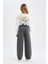 Kız Çocuk Wide Leg Geniş Bol Paça Beli Lastikli Basic Düz Eşofman Altı D3889A824WN 6