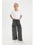 Kız Çocuk Wide Leg Kargo Cepli Geniş Bol Paça Jean Pantolon C8541A824AU 3