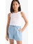 Kız Çocuk Beli Lastikli Jean Şort B6386A825SM 4