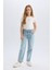 Kız Çocuk Paperbag Dar Paça Jean Pantolon D9696A825SP 5