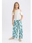 Kız Çocuk Wide Leg Geniş Bol Paça Çiçekli Beli Lastikli Bürümcük Pantolon C5373A824SM 2