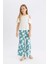 Kız Çocuk Wide Leg Geniş Bol Paça Çiçekli Beli Lastikli Bürümcük Pantolon C5373A824SM 3