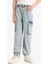 Erkek Çocuk Kargo Cepli Esnek Bantlı Jogger Paça Jean Pantolon E0246A825SM 4
