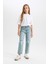 Kız Çocuk Okul Mom Fit Yırtık Detaylı Dar Paça Jean Pantolon D3524A824WN 1