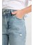 Kız Çocuk Okul Mom Fit Yırtık Detaylı Dar Paça Jean Pantolon D3524A824WN 5
