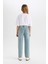 Kız Çocuk Okul Mom Fit Yırtık Detaylı Dar Paça Jean Pantolon D3524A824WN 6