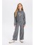Kız Çocuk Antrasit Wide Leg Geniş Bol Paça Beli Lastikli Cepli Eşofman Altı D4640A824WN 1