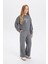 Kız Çocuk Antrasit Wide Leg Geniş Bol Paça Beli Lastikli Cepli Eşofman Altı D4640A824WN 2