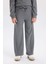 Kız Çocuk Antrasit Wide Leg Geniş Bol Paça Beli Lastikli Cepli Eşofman Altı D4640A824WN 4