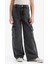 Kız Çocuk Wide Leg Kargo Geniş Bol Paça Pamuklu Jean Pantolon D7090A825SP 4