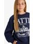 Kız Çocuk Relax Fit Bisiklet Yaka Baskılı Sweatshirt D4384A824WN 4