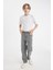 Erkek Çocuk Straight Fit Düz Paça Cepli Gri Basic Düz Jean Pantolon C3697A824WN 2
