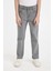 Erkek Çocuk Straight Fit Düz Paça Cepli Gri Basic Düz Jean Pantolon C3697A824WN 4