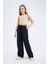 Kız Çocuk Beli Lastikli Wide Leg Geniş Bol Paça Pamuklu Pantolon D7611A825SM 3