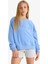 Kız Çocuk Pembe Oversize Geniş Kalıp Bisiklet Yaka Baskılı Sweatshirt D1100A824AU 1