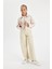 Kız Çocuk Wide Leg Geniş Bol Paça Cepli Pamuklu Bej Okul Pantolonu C7473A824AU 1