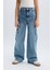 Kız Çocuk Wide Leg Kargo Geniş Bol Paça Pamuklu Jean Pantolon D7089a825sp 6