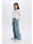 Kız Çocuk Wide Leg Kargo Geniş Paça Jean Pantolon D7386A825SM 2