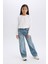 Kız Çocuk Wide Leg Kargo Geniş Paça Jean Pantolon D7386A825SM 3