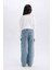 Kız Çocuk Wide Leg Kargo Geniş Paça Jean Pantolon D7386A825SM 6