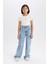 Kız Çocuk Wide Leg Kargo Geniş Paça Pamuklu Jean Pantolon D9694a825sp 3