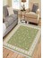 Klasik Yeşil Çiçekli Yıkanabilir Halı Kaymaz Taban Kilim Dot Tabanlı Oturma Odası Halısı 4010F 1
