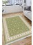 Klasik Yeşil Çiçekli Yıkanabilir Halı Kaymaz Taban Kilim Dot Tabanlı Oturma Odası Halısı 4010F 4