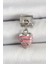 316L Çelik Gümüş Renk Pembe Kalp Model Nomination Charm 1