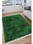 Yeşil Figürlü Halı Kaymaz Taban Kilim Yıkanabilir Yolluk Dot Tabanlı Salon Halısı 4119F 4