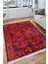 Kırmızı Vintage Desen Kaymaz Taban Kilim Yıkanabilir Yolluk Dot Tabanlı Oturma Odası Halısı 4067A 4