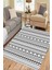 Siyah Beyaz Geometrik Kaymaz Taban Kilim Yıkanabilir Yolluk Dot Tabanlı Oturma Odası Halısı 4100A 1