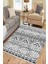 Siyah Beyaz Geometrik Kaymaz Taban Kilim Yıkanabilir Yolluk Dot Tabanlı Oturma Odası Halısı 4097B 1