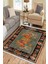 Yeşil Figürlü Vintage Kaymaz Taban Kilim Yıkanabilir Yolluk Dot Tabanlı Oturma Odası Halısı 4093A 1