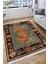 Yeşil Figürlü Vintage Kaymaz Taban Kilim Yıkanabilir Yolluk Dot Tabanlı Oturma Odası Halısı 4093A 4