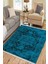 Lacivert Figürlü Halı Kaymaz Taban Kilim Yıkanabilir Yolluk Dot Tabanlı Salon Halısı 4119C 1