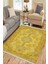 Sarı Çiçekli Desen Kaymaz Taban Kilim Yıkanabilir Yolluk Dot Tabanlı Salon Halısı 4182A 1