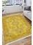 Sarı Çiçekli Desen Kaymaz Taban Kilim Yıkanabilir Yolluk Dot Tabanlı Salon Halısı 4182A 4
