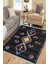 Siyah Renk Otantik Halı Kaymaz Taban Kilim Yıkanabilir Yolluk Dot Tabanlı Salon Halısı 4209C 1