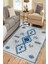 Gri Mavi Otantik Halı Kaymaz Taban Kilim Yıkanabilir Yolluk Dot Tabanlı Salon Halısı 4209B 1