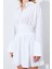 Kadın Ekru Beli Oturtmalı Gömlek Yaka Elbise 5