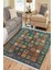 Yeşil Otantik Yolluk Yıkanabilir Halı Kaymaz Taban Kilim Dot Tabanlı Oturma Odası Halısı 4013A 1