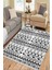 Siyah Beyaz Geometrik Kaymaz Taban Kilim Yıkanabilir Yolluk Dot Tabanlı Oturma Odası Halısı 4097A 1