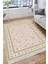 Klasik Bej Çiçekli Yıkanabilir Halı Kaymaz Taban Kilim Dot Tabanlı Oturma Odası Halısı 4010I 4