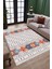 Beyaz Otantik Desenli Halı Kaymaz Taban Kilim Yıkanabilir Yolluk Dot Tabanlı Salon Halısı 4151A 2