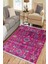 Pembe Çiçekli Desen Yıkanabilir Halı Kaymaz Taban Kilim Dot Tabanlı Oturma Odası Halısı 4064B 1