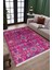 Pembe Çiçekli Desen Yıkanabilir Halı Kaymaz Taban Kilim Dot Tabanlı Oturma Odası Halısı 4064B 2