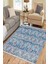 Eskitme Mavi Çiçekli Desen Kaymaz Taban Kilim Yıkanabilir Yolluk Dot Tabanlı Salon Halısı 4197A 1
