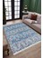 Eskitme Mavi Çiçekli Desen Kaymaz Taban Kilim Yıkanabilir Yolluk Dot Tabanlı Salon Halısı 4197A 2