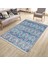 Eskitme Mavi Çiçekli Desen Kaymaz Taban Kilim Yıkanabilir Yolluk Dot Tabanlı Salon Halısı 4197A 3